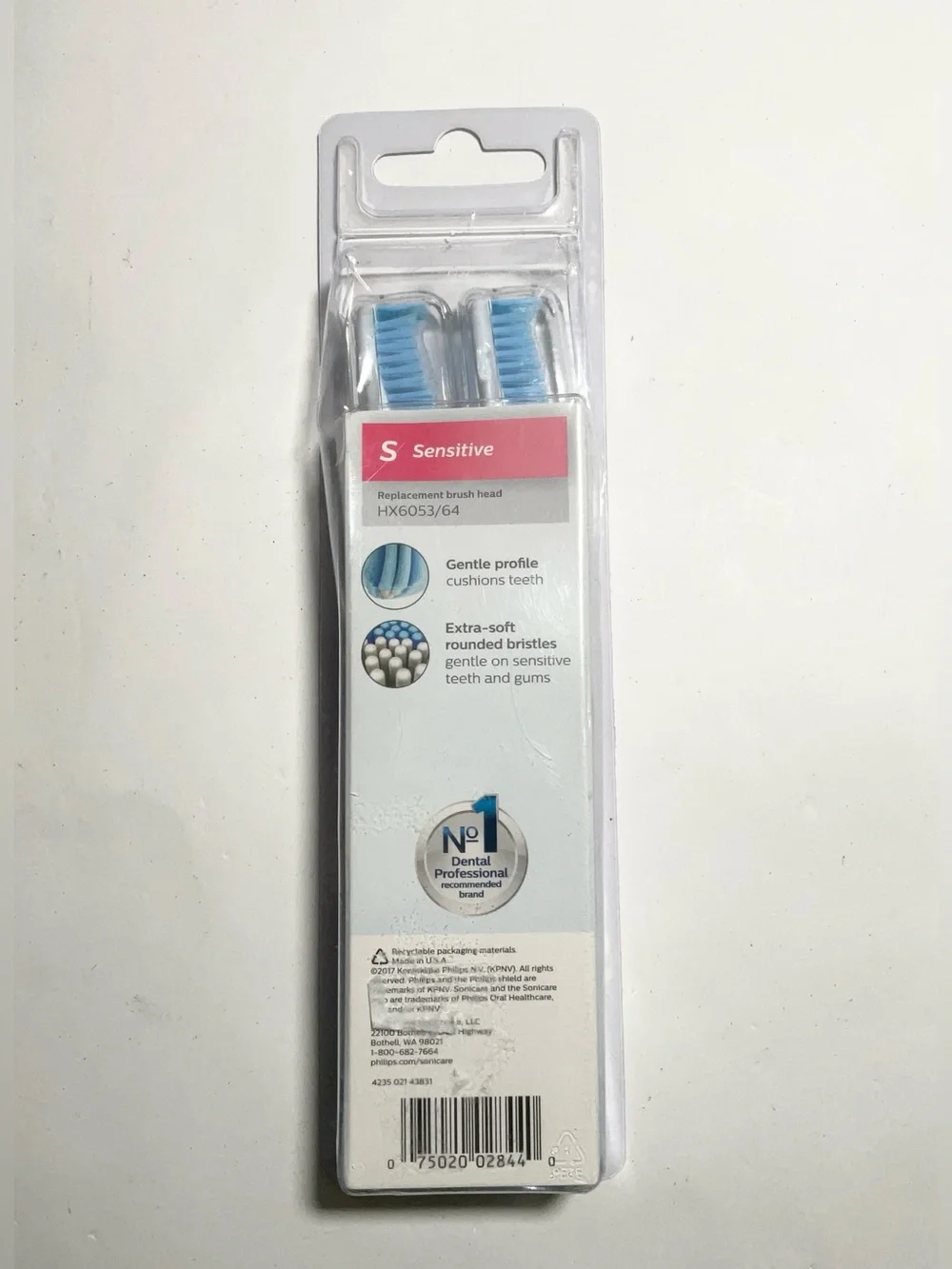 Philips Sonicare Toothbrush Heads for Sensitive Teeth, 3 Brush Heads, HX6053/64